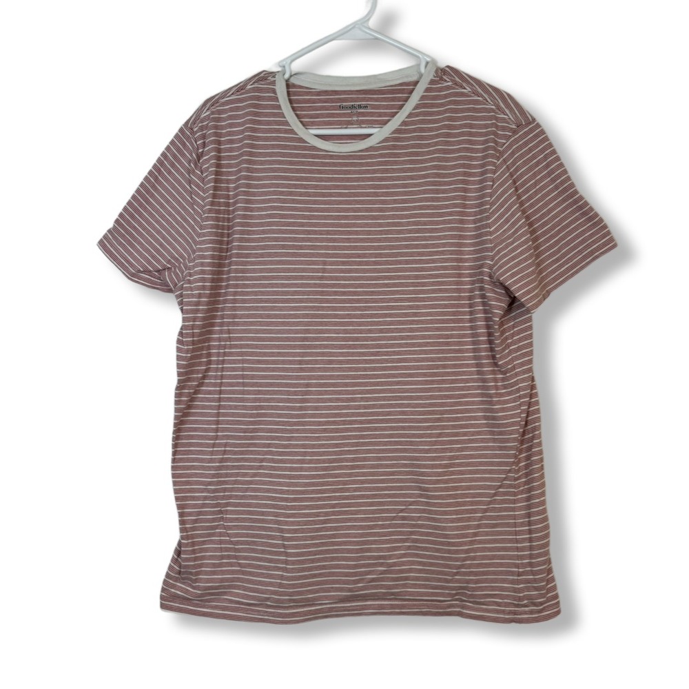 Goodfellow & Co Men's L Red & White Striped Crew Neck Tee Short Sleeve M100